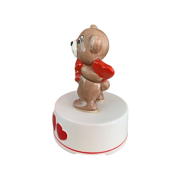 Vintage 1970s Norcrest Valentine’s Day Teddy Bear Music Box Ceramic Japanese EUC - Picture 5 of 8